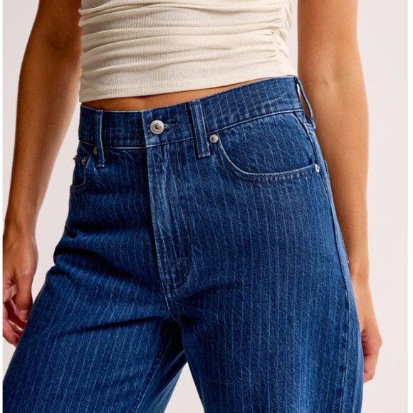 Abercrombie & Fitch The Loose High Rise Denim Jeans Blue New Plus Size 33 Short - Picture 4 of 12